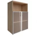 Шкаф книжный средний со стеклом в раме Lacobel без топа YALTA LT-ST 2.2R black Снежная Патина_30