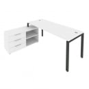 Рабочая станция на П-образном м/к с опорной тумбой левая Metal System БП.РС-СТС-2.5 Л Белый/Антрацит_67