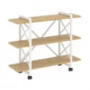 Стеллаж на колесных опорах - 3 полки LOFT  VR.L-MST.K-3.8V Металл белый Тиквуд светлый_3