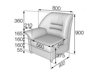 Кресло подлокотник правый Премьер В-100/3 / V-100/3