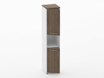Шкаф 4 узкий закрытый, с нишей Дека 10.19.12Л Дуб Верцаска/Белый / Deka