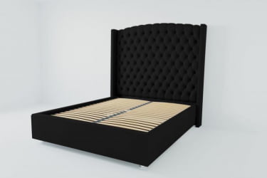 Мягкая интерьерная кровать &куот;Берлин Люкс&куот; с ортопедическими латами (металл) Материал фасада: Искусственная кожа; Спальное место: 2000х2000 мм; Цвет фасада: Кольт Ч; Цвет корпуса: Кольт Ч / "Берлин Люкс"