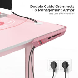 Компьютерный стол ЕУРЕКА ЕРК-Л60Л-ПК-В2 (левый), розовый / EUREKA ERK-L60L-PK-V2