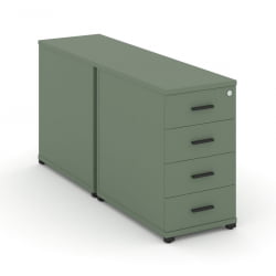 Тумба двухсторонняя опорная приставная с 4-мя ящиками CОНCЕПТ CН.ДТГО-002 Б/В Кобо Черный / CONCEPT CN.DTGO-002 B/W