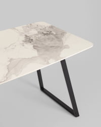 Стол обеденный Вермонт 140*80 см керамика светлая ножки черные / Vermont