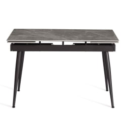 Раздвижной стол Лорд Грей/Лорд Грей столешница керамика (глянцевая) / опоры металл, серый/черный, (120+30+30)кс80кс75 см / Lord Grey/Лорд (120+30+30)x80x75