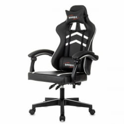 Геймерское кресло БРАБИКС Шоотер ГМ-123, 2 подушки, экокожа, черное/белое / BRABIX Shooter GM-123,