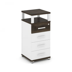 Тумба приставная с 4-мя ящиками и надставкой CОНCЕПТ CН.ТУО-003 Б/В Дуб Мали Белый бриллиант Белый / CONCEPT CN.TUO-003 B/W