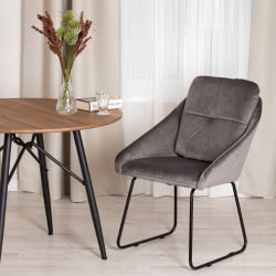 Кресло СТАР (мод. CЙ-1919) вельвет/металл, 68 х 60 х 88 см , серый (ХЛР 24)/черный / STAR (mod. CY-1919) (HLR