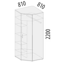 Детский угловой шкаф Эверест 500.03 Дуб Кронберг/Белый шпон/Плаза Стоун