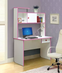 Компьютерный стол с ящиками компьютерный №9 Белый/Оранжевый