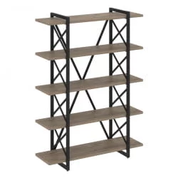 Стеллаж на регулируемых опорах - 5 полок ЛОФТ ВР.Л-МСТ.О-5.8В Металл черный Тиквуд темный / LOFT VR.L-MST.O-5.8V