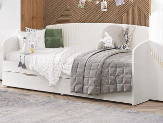 Кровать с ящиком Монако 903.05 Белый шпон/Даллас Айвори