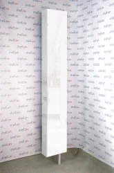 Поворотный шкаф в белом глянцевом стекле Лупо Шелф (правый) Беленый дуб