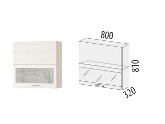 Шкаф-витрина кухонный (плавное закрывание) Графит 74.81 Сосна Астрид /Ваниль