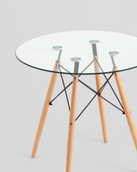 Круглый стол из стекла ЕАМЕС ДСВ НЕВ Д=80 прозрачный стеклянный / EAMES DSW NEW D=80