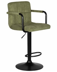 Стул барный ДОБРИН КРУГЕР АРМ БЛАCК (зеленый вельвет (ЛАР-Е2041-7)) / DOBRIN KRUGER ARM BLACK (LAR-E2041-7))