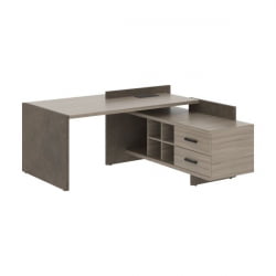 Стол руководителя левый ВООД&СТОНЕ СФ-531221 Дрифтвуд Бетон Чикаго темный / WOOD&STONE