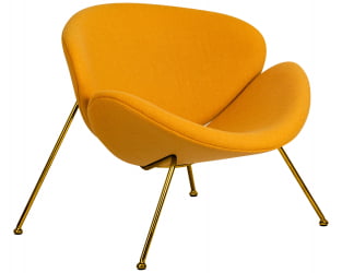 Кресло дизайнерское ДОБРИН ЕМИЛЙ (желтая ткань АФ13, золотое основание) / DOBRIN EMILY AF13,