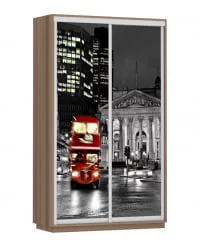 Шкаф-купе со стеклом Экспресс Хит Лондон/Ясень шимо тёмный