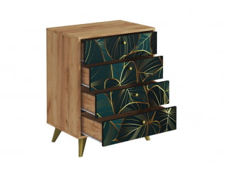 Комод Фьюжн КМ-001 дуб крафт золотой/ТРОПИCАЛ / золотой/TROPICAL