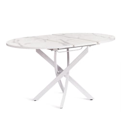 Раздвижной стол МАНЗАНА ЛДСП/ХПЛ/металл, 100 х 100+30 х 75 см, Мрамор светлый/белый / MANZANA ЛДСП/HPL/металл,