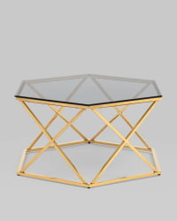 Журнальный столик Круз 93*80 стекло смоке сталь Золото / smoke