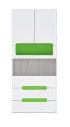 Стеллаж с ящиками Палермо Юниор 04  Белый глянец Ясень шимо светлый Зеленый