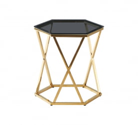 Журнальный столик Круз 48*42 стекло смоке сталь Золото / smoke