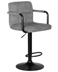 Стул барный ДОБРИН КРУГЕР АРМ БЛАCК (серый вельвет (ЛАР-Е2041-25)) 2 шт / DOBRIN KRUGER ARM BLACK (LAR-E2041-25))