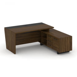 Стол руководителя с опорной тумбой, правый Корнер CОР.СРТ-18(Р) Орех Лоренцо Графит / Corner COR.SRT-18(R)