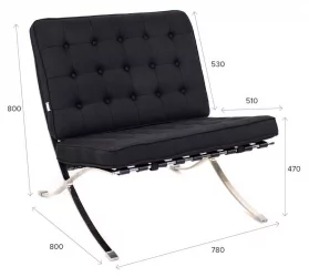 Диван с металлическими ножками Еверпроф Барселона - 1 экокожа Черный / Everprof Barcelona