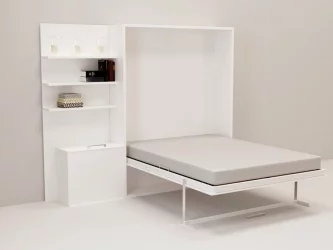 Кровать с подъёмным механизмом Смарт 1 К 1400+П левая Белая шагрень