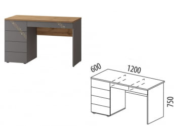 Туалетный столик Монако 902.24 Дуб Вотан Оникс Графит