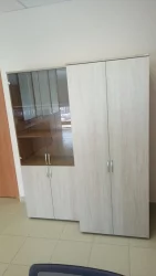 Шкаф высокий со стеклом Глассй 6.19.151 Дуб сантана светлый / Glassy