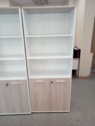 Шкаф 4 широкий верх открытый, низ закрытый Дека 10.19.111 Дуб Сантана светлый/Белый / Deka