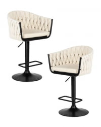 Стул барный ДОБРИН ЛЕОН (кремовая ткань (ЛАР 275-33)) 2 шт / DOBRIN LEON (LAR