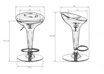 Стул барный ДОБРИН БОМБА (серебряный металлик) 2 шт / DOBRIN BOMBA