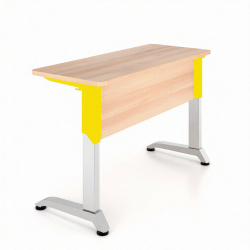Парта двухместная Де Гласси Н (рост 3-5)  ЛДСП Бук/ Металл Серый+Желтый