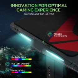 Геймерский стол ЕУРЕКА ЕРК-ЕГД-С62Б Черный с РГБ / EUREKA ERK-EGD-S62B RGB