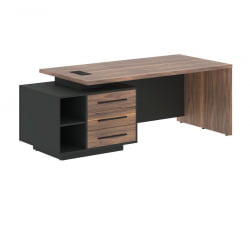 Стол руководителя левый ВЕЛИОН ВЕНЕЕР ВРCТ 2190 Л Американский орех Яшма черная / VELION VENEER VRCT L