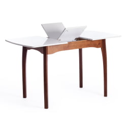 Стол CАТЕРИНА бук, мдф, 100+30кс70кс75, коричневый, белый / CATERINA 100+30x70x75,