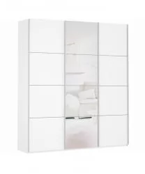 Шкаф-купе трехдверный Прайм 2100 ДСП/Зеркало/ДСП Белый снег