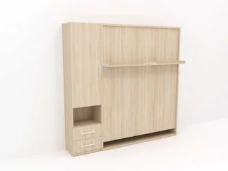 Кровать с подъёмным механизмом Смарт 1 со шкафом 1600 левый Ясень шимо темный