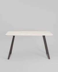 Стол обеденный Вермонт 140*80 см керамика белая ножки серые / Vermont