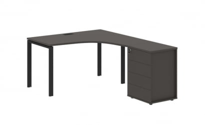 Стол эргономичный с тумбой правый ЕДИС ЕУCЕТ 1318 Р Мокко Черный / EDIS EUCET R