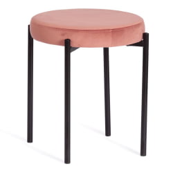 Табуретка РЕВО (мод. 7034) ткань/металл, 44 х 44 х 47 см, коралловый баркхат 15 /черный / REVO (mod. barkhat