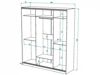 Шкаф-купе 3-х дверный Виктория 2000х584х2300, Бодега светлая 20ДЛЛЛДЗЗЗДЛЛЛ-ЯЯПШ-Бс 310-3289