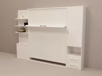 Кровать с подъёмным механизмом Смарт 1 с полками 1600 левый Дуб молочный