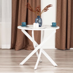 Круглый стол МАНЗАНА ЛДСП/ХПЛ/металл, 80 х 80 х 75 см, Мрамор светлый/белый / MANZANA ЛДСП/HPL/металл,